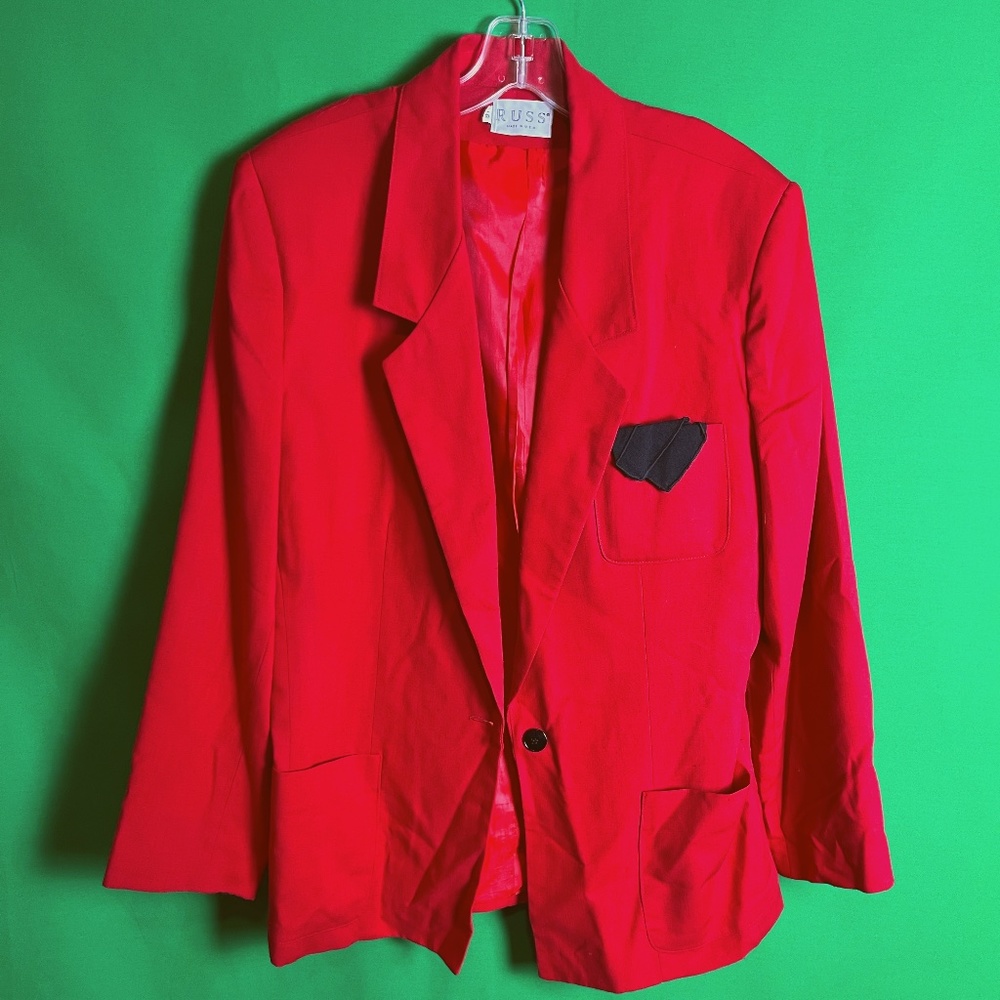 Vintage Red and Black Blazer!! (unisex)